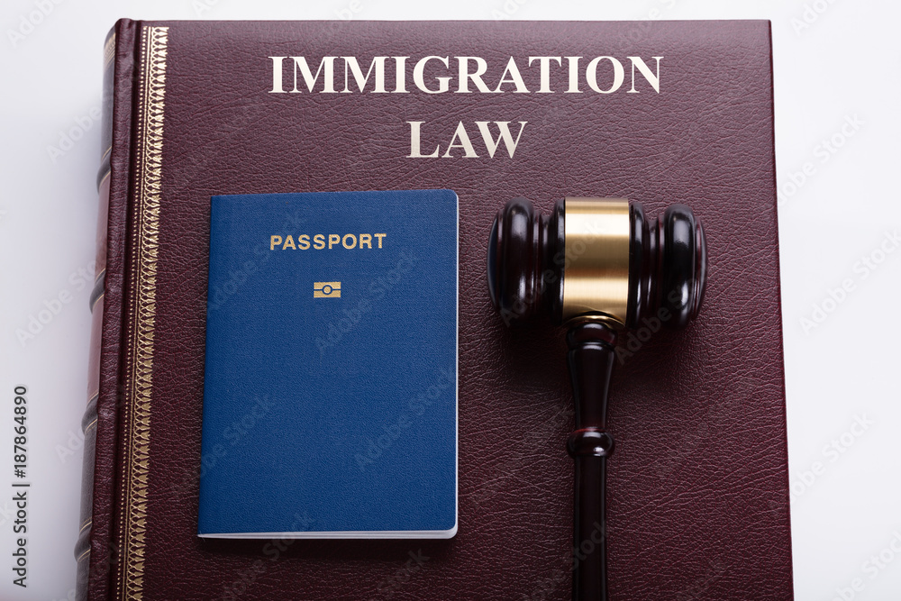 Close-up Of Gavel And Passport Close-up Of Gavel And Passport