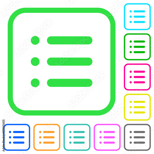 Unordered list vivid colored flat icons