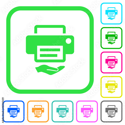 Shared printer vivid colored flat icons