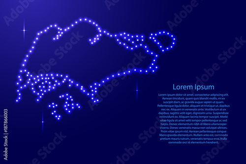 Photography Map Singapore from luminous blue star space points on the contour for banner, poster, greeting card, of vector illustration
