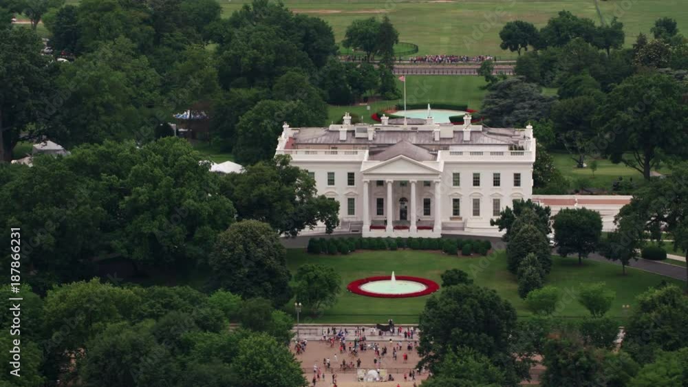 Washington, D.C. circa-2017, Aerial view of White House. Shot with ...