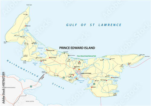 Prince Edward Island vector road map