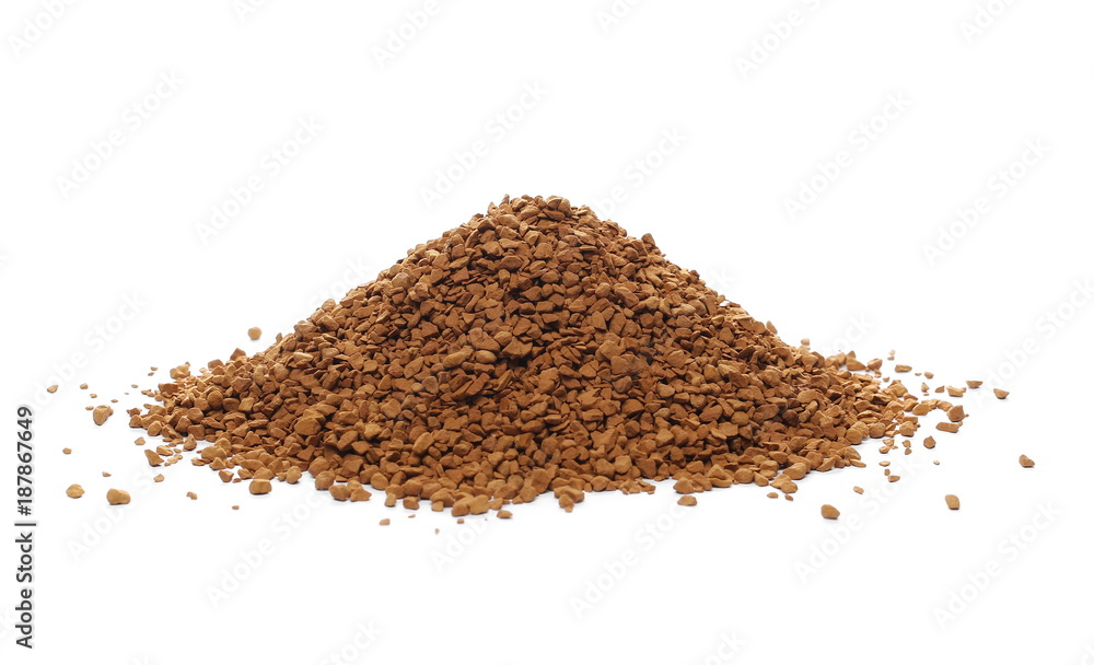 instant coffee grains isolated on white background and texture instant coffee grains isolated on white background and texture