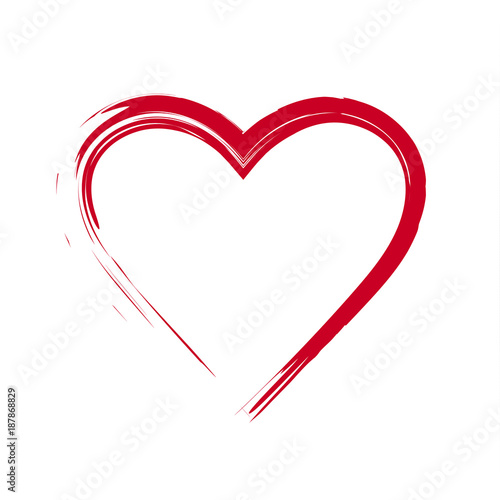 Brush drawing calligraphy heart, isolated on white