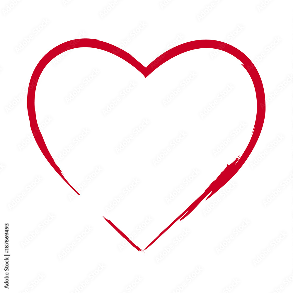 Brush drawing calligraphy heart, isolated on white Brush drawing calligraphy heart, isolated on white