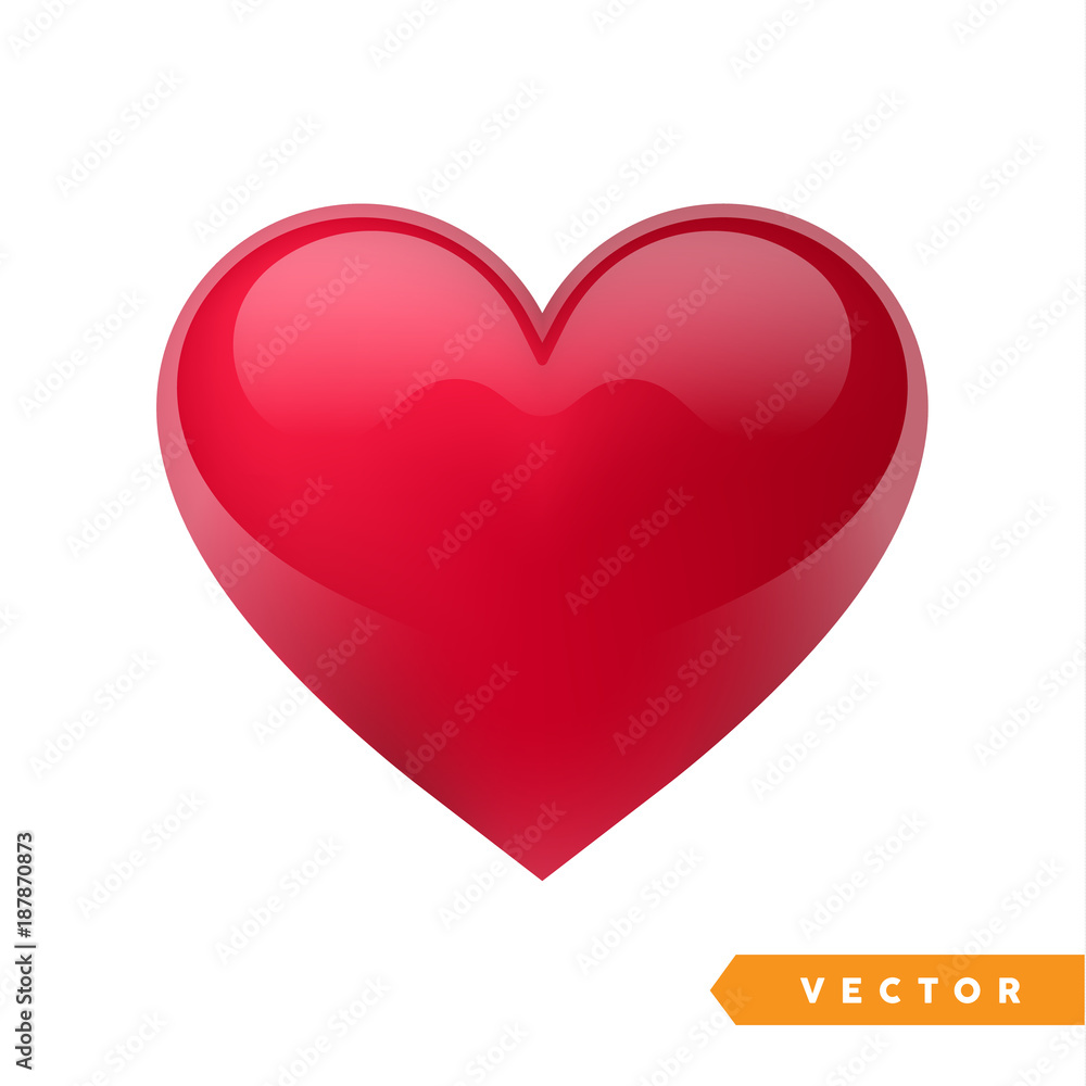 Realistic red valentine heart. Vector illustration