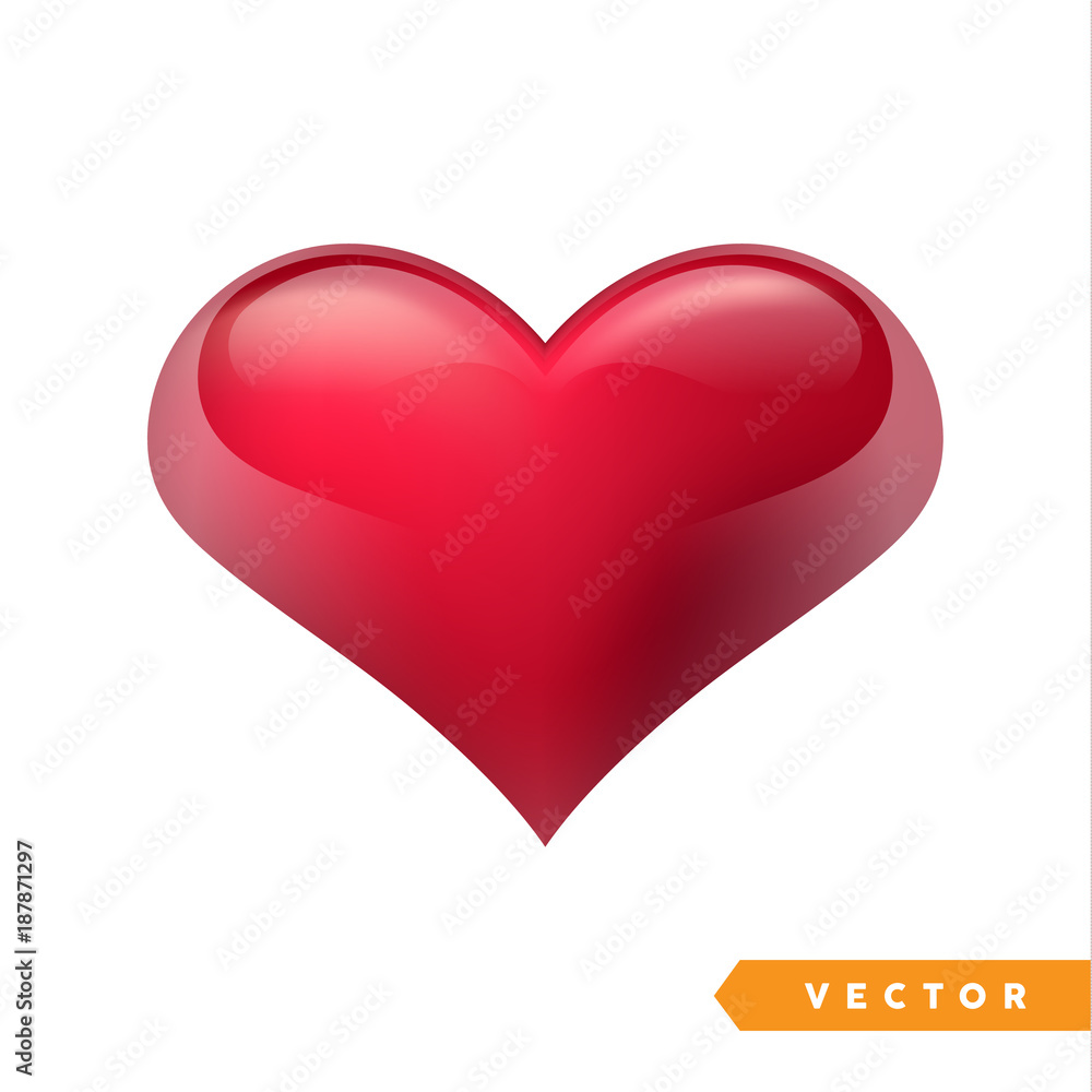Realistic red valentine heart. Vector illustration Realistic red valentine heart. Vector illustration