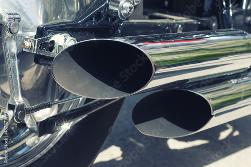 Chrome exhaust motorcycle