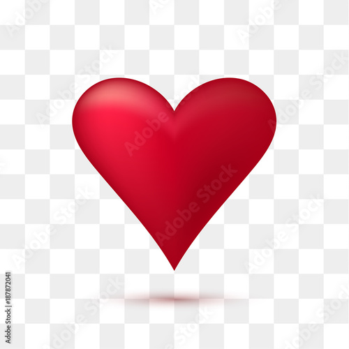 Soft red heart with transparent background. Vector illustration