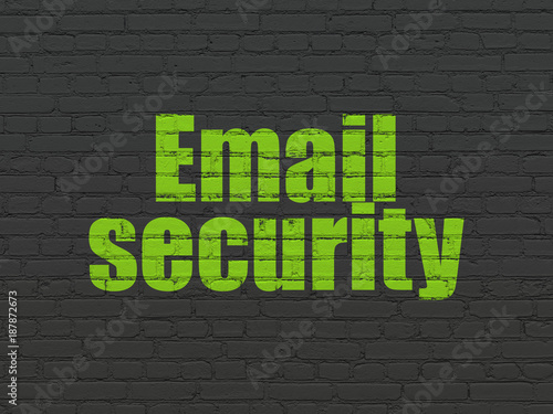 Security concept: Painted green text Email Security on Black Brick wall background © Maksim Kabakou