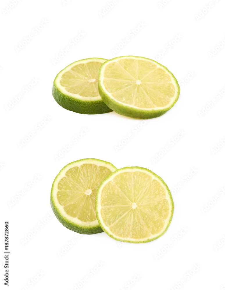 Couple slices of lime isolated Couple slices of lime isolated