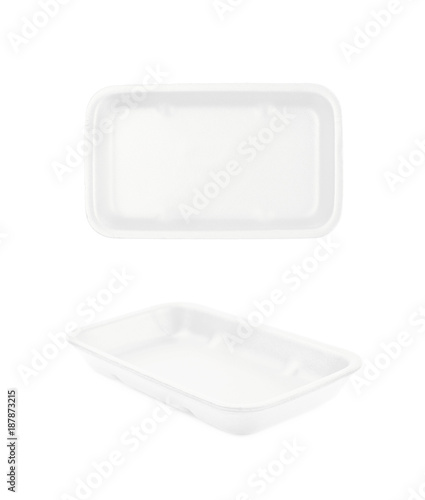 Plastic foam food tray isolated