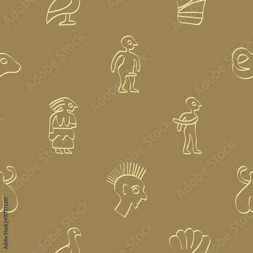 Seamless pattern with Phaistos disc signs for your design