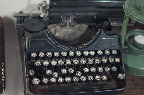 Antique typewriter, closeup.