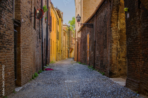 The picturesque  medieval street of Ferrara