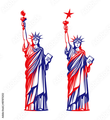 Statue of liberty, freedom. USA symbol or icon. Vector illustration