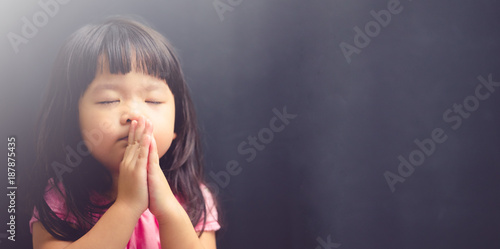 Photography Little girl praying in the morning