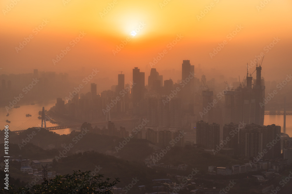 Chongqing cityscape at sunset