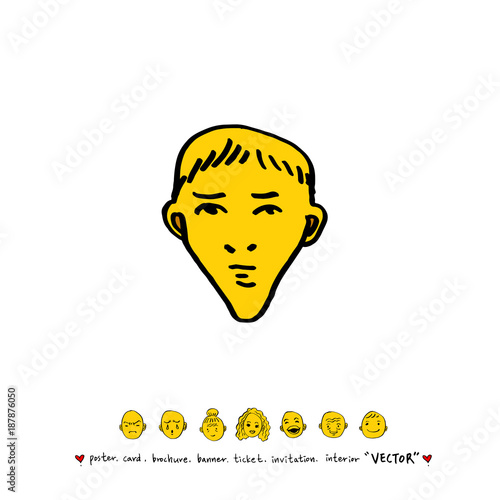 인물의 얼굴 / 손으로 그린 얼굴 표정 일러스트