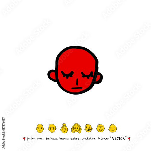 인물의 얼굴 / 손으로 그린 얼굴 표정 일러스트