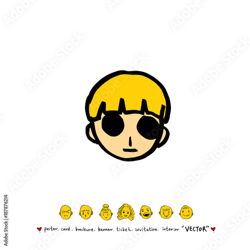 인물의 얼굴 / 손으로 그린 얼굴 표정 일러스트