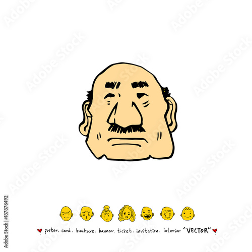 인물의 얼굴 / 손으로 그린 얼굴 표정 일러스트