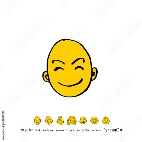 인물의 얼굴 / 손으로 그린 얼굴 표정 일러스트