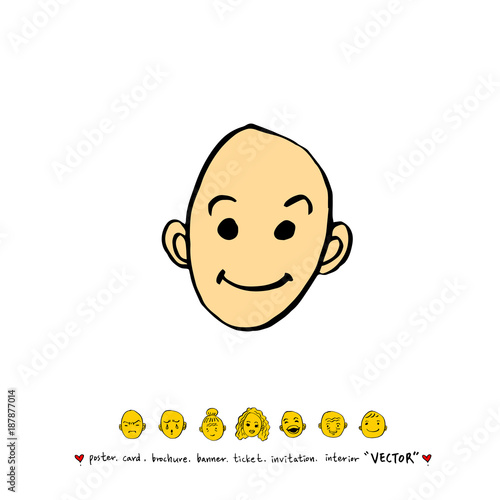 인물의 얼굴 / 손으로 그린 얼굴 표정 일러스트