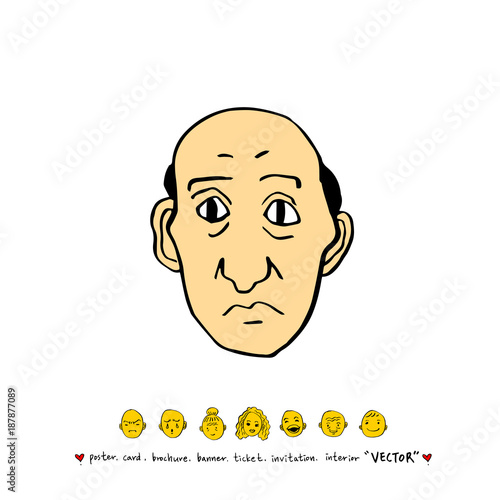 인물의 얼굴 / 손으로 그린 얼굴 표정 일러스트