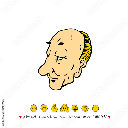 인물의 얼굴 / 손으로 그린 얼굴 표정 일러스트