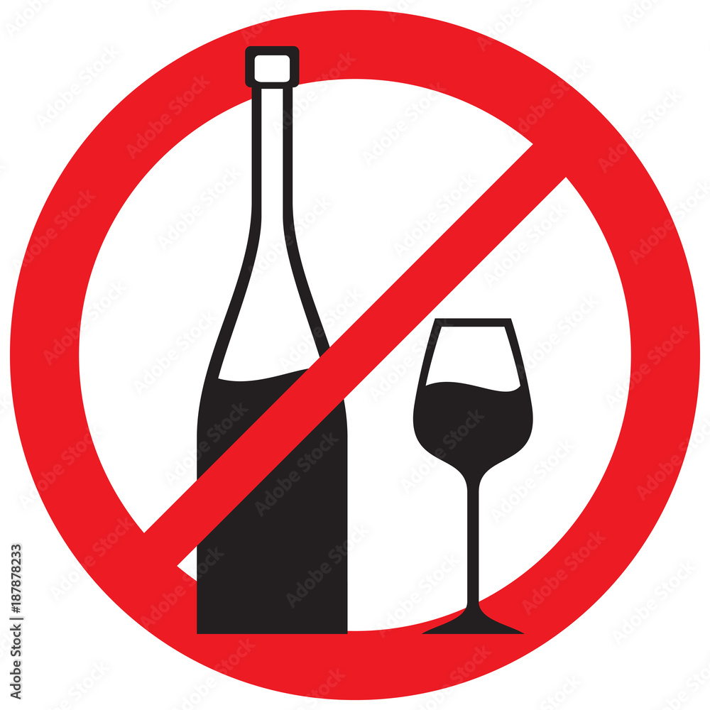 Fotografie wine forbidden (no alcohol, prohibition icon)