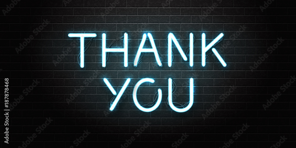Φωτογραφία Vector realistic isolated neon sign of Thank You lettering for decoration and covering on the wall background