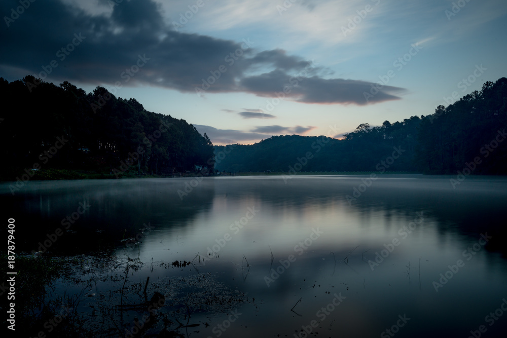 Before Sunrise at Pang Ung Lake in Mae Hong Son's city, North of THAILAND.