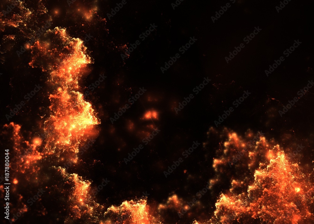 Obraz premium Glowing with heat abstract fractal backround with empty space