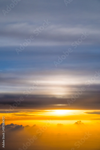 Amazing Beautiful Panorama Of Sunset Sunrise Above Clouds