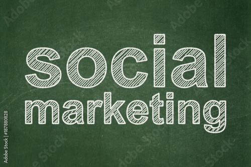 Advertising concept: text Social Marketing on Green chalkboard background