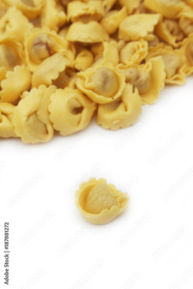 Tortellini. Italian traditional pasta on white background Tortellini. Italian traditional pasta on white background