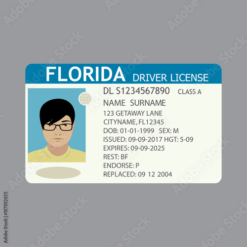 Usa driver license with male photo,flat template.