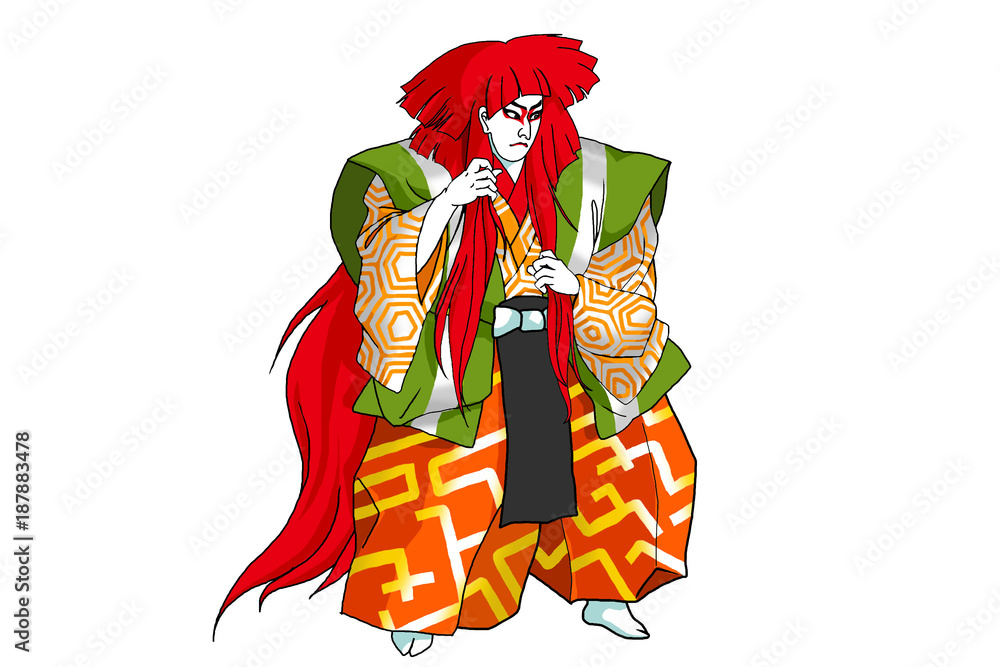 歌舞伎絵 連獅子 Stock イラスト Adobe Stock