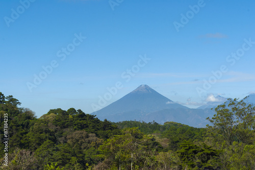 Stunning view of volcano in Guatemala called Agua. 3,760 m. Central America. Nature reserve attractive landscape tourism.