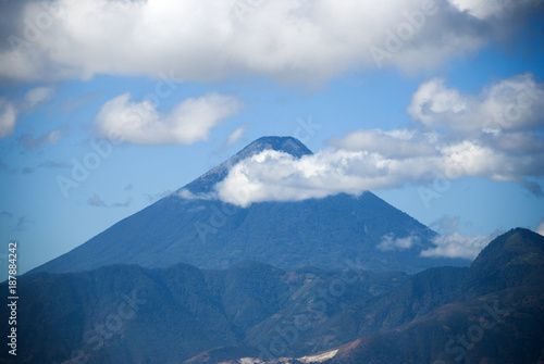 Stunning view of volcano in Guatemala called Agua. 3 760 m. Central America. Nature reserve attractive landscape tourism.