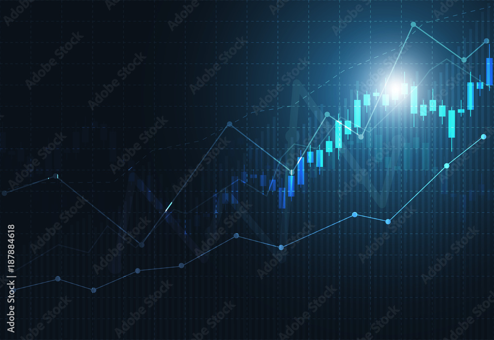 Naklejka premium Business candle stick graph chart of stock market investment trading on dark background design. Bullish point, Trend of graph. Vector illustration