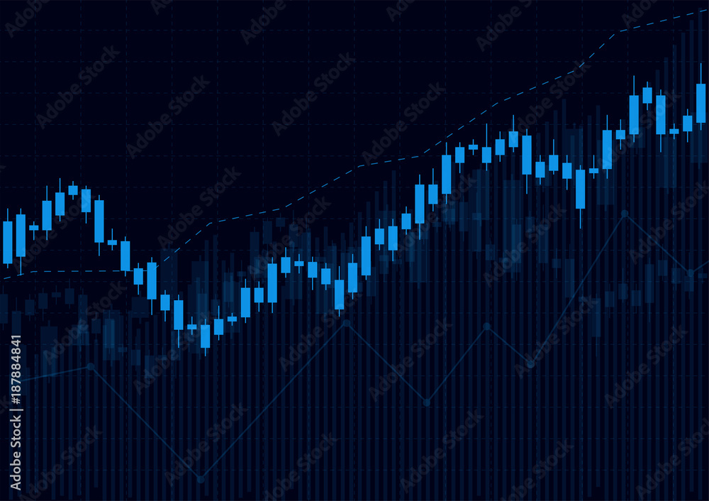 Business candle stick graph chart of stock market investment trading on dark background design. Bullish point, Trend of graph. Vector illustration Business candle stick graph chart of stock market investment trading on dark background design. Bullish point, Trend of graph. Vector illustration