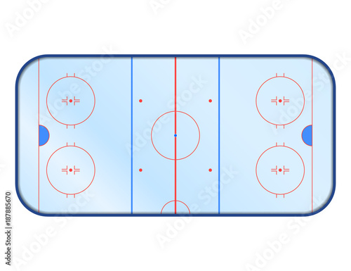Vector ice hockey rink with markup. Isolated on white.