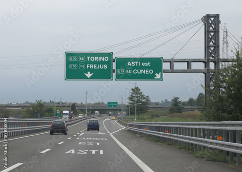 Italian Road Sign to Turin in motorway