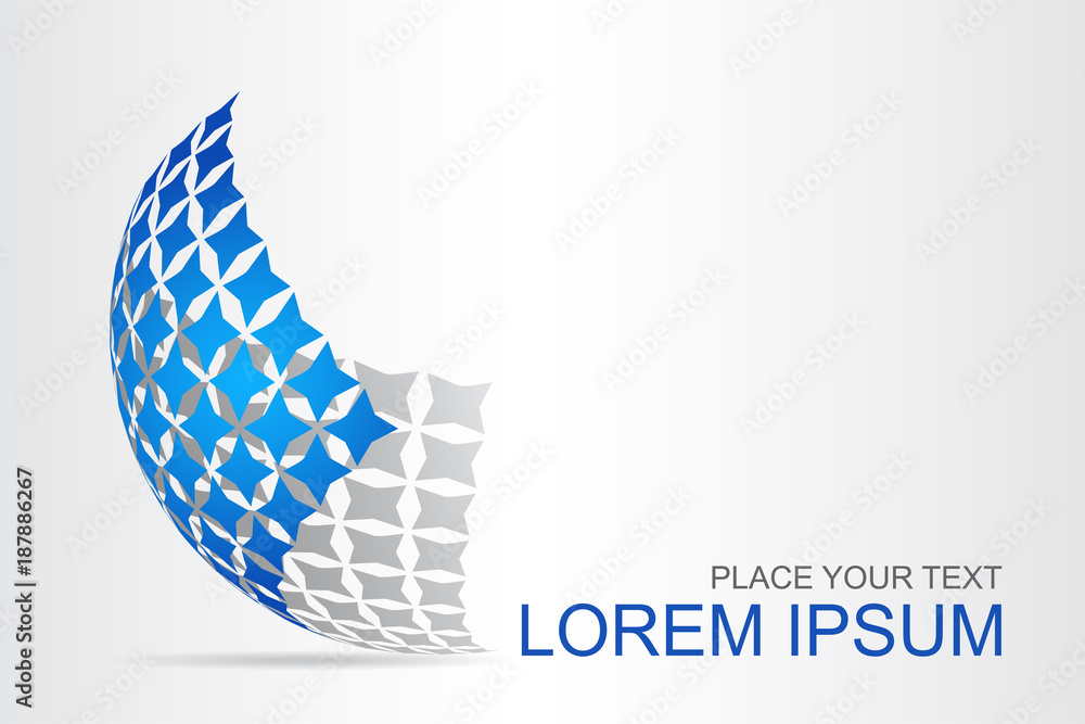 Logo stylized spherical surface with abstract shapes