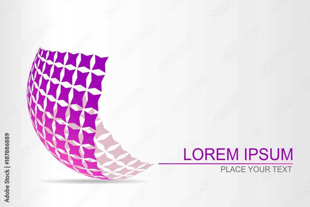 Obraz premium Logo stylized spherical surface with abstract shapes