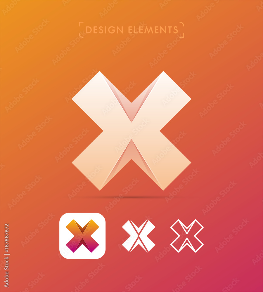 Fototapeta premium Vector abstract letter X logo design elements. Material design, flat, line art styles.