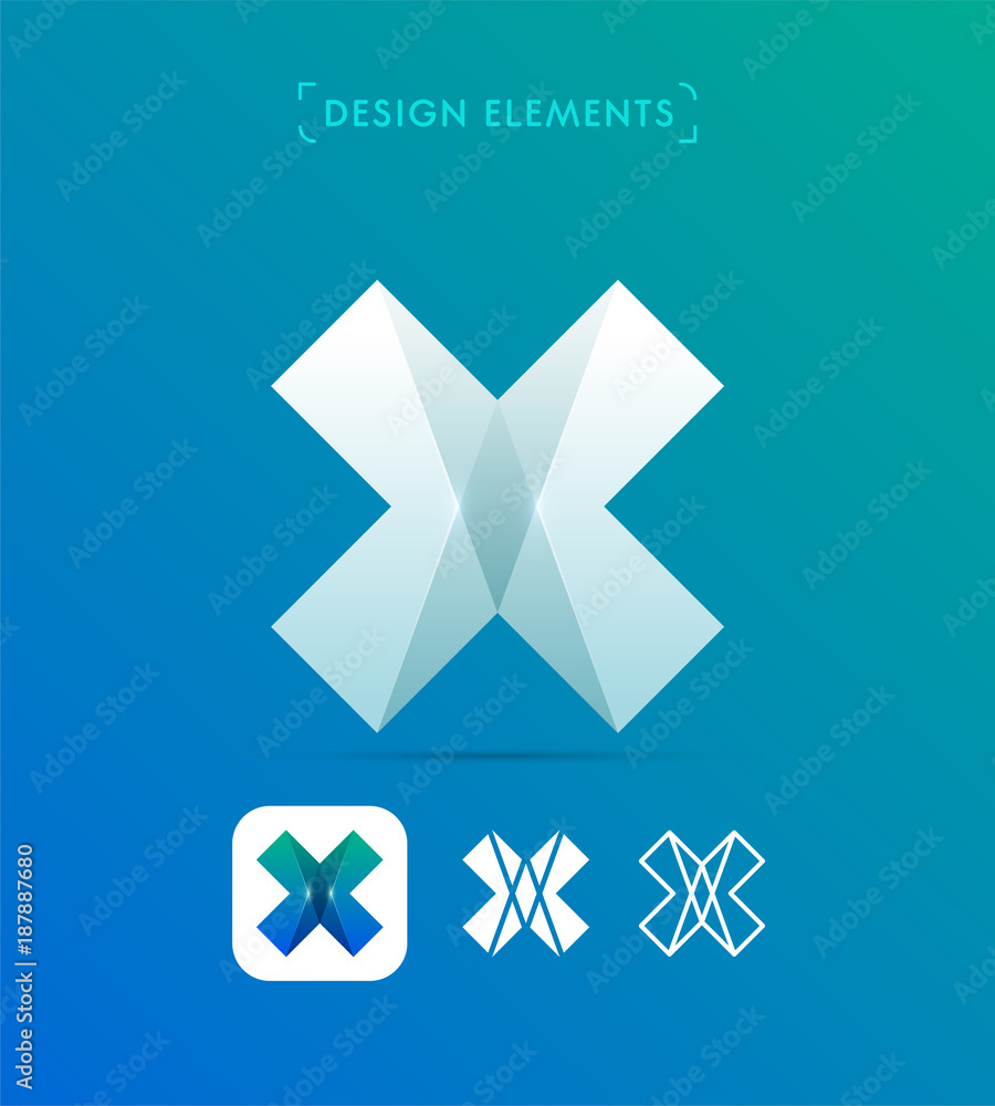 Fototapeta premium Vector abstract letter X logo design elements. Material design, flat, line art styles.