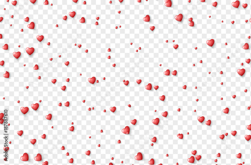 Hearts red on transparent background. Valentine s day.